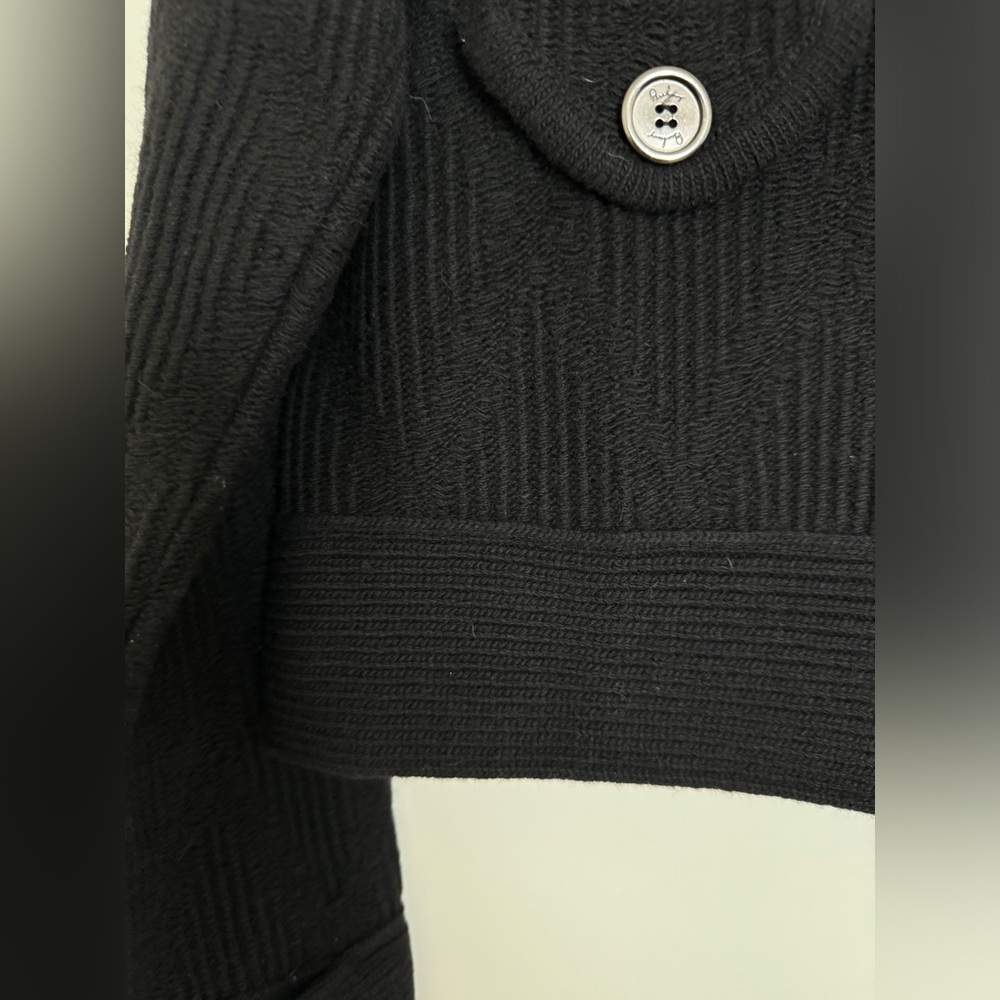 Burberry Black Ribbed Button-Up Wool Sweater Jacket - Picture 15 of 16